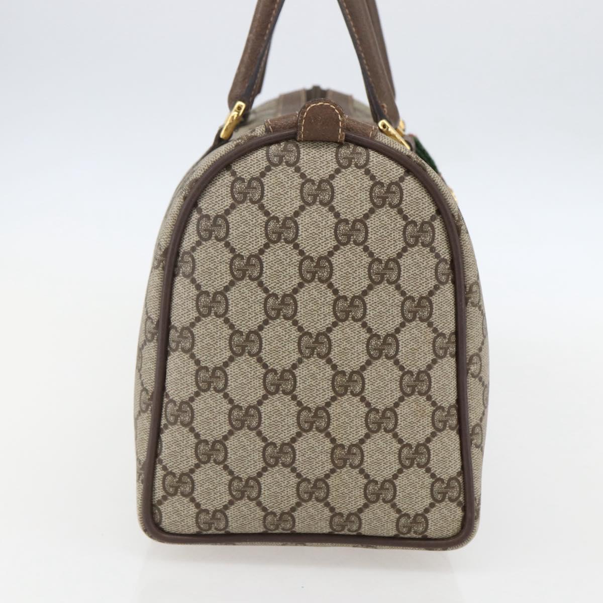 GUCCI GG Supreme Web Sherry Line Boston Bag PVC Beige Gold 40 02 007 Auth 156156
