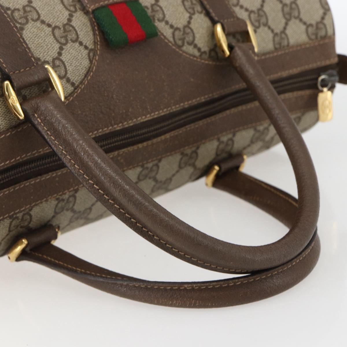 GUCCI GG Supreme Web Sherry Line Boston Bag PVC Beige Gold 40 02 007 Auth 156156