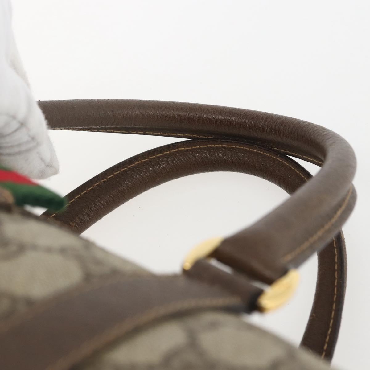 GUCCI GG Supreme Web Sherry Line Boston Bag PVC Beige Gold 40 02 007 Auth 156156