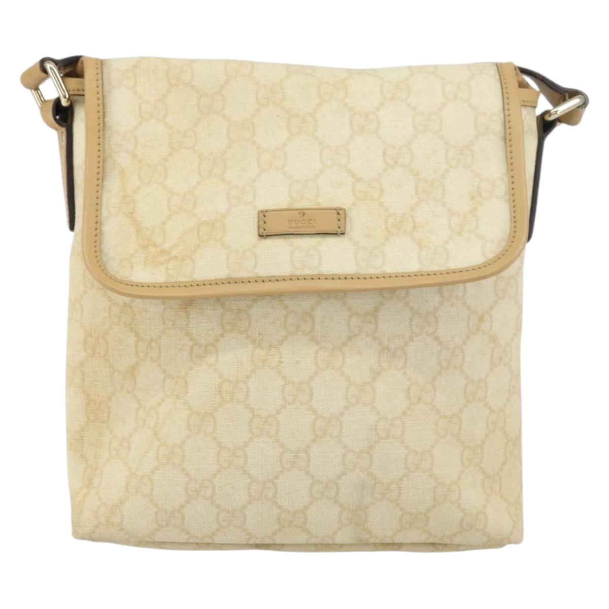 GUCCI GG Supreme Shoulder Bag PVC Ivory Gold 223666 Auth 156157