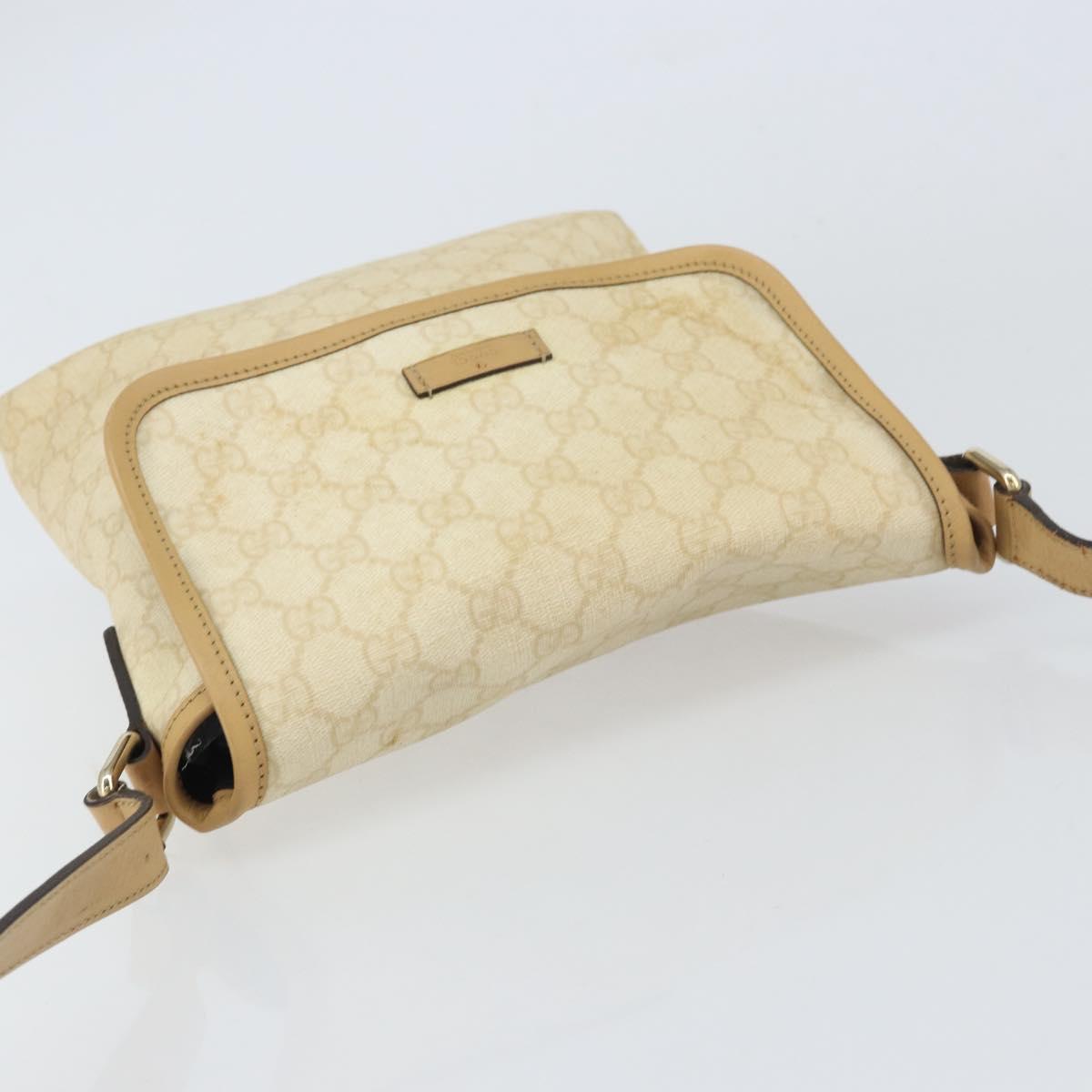 GUCCI GG Supreme Shoulder Bag PVC Ivory Gold 223666 Auth 156157