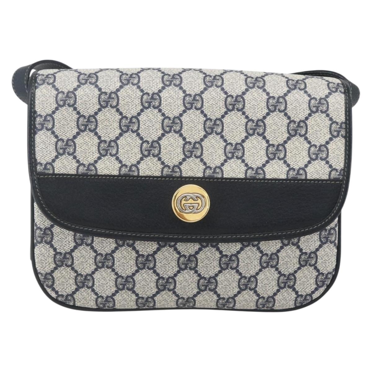 GUCCI GG Supreme Shoulder Bag PVC Red Gold Auth 156158