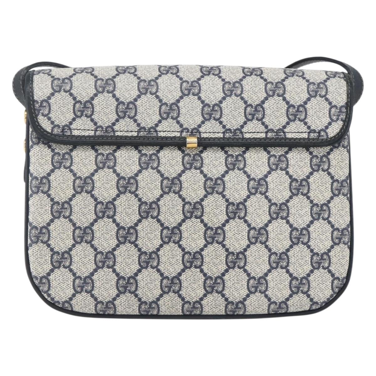 GUCCI GG Supreme Shoulder Bag PVC Red Gold Auth 156158