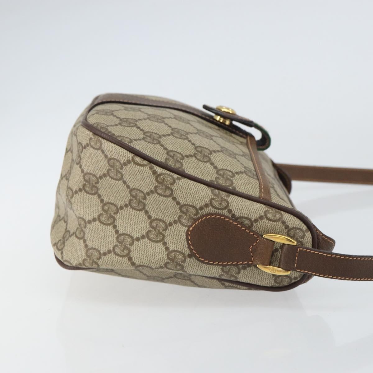GUCCI GG Supreme Web Sherry Line Bag PVC Beige Gold 89 02 032 Auth 156159