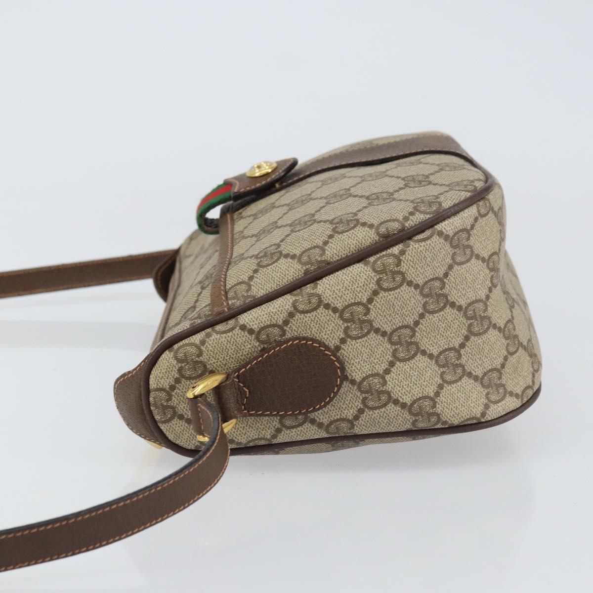 GUCCI GG Supreme Web Sherry Line Bag PVC Beige Gold 89 02 032 Auth 156159