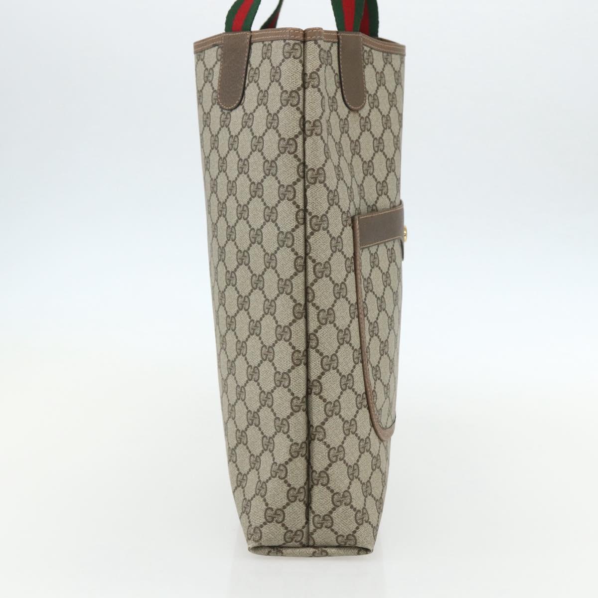 GUCCI GG Supreme Web Sherry Line Tote Bag PVC Beige Red 39 02 003 Auth 156160