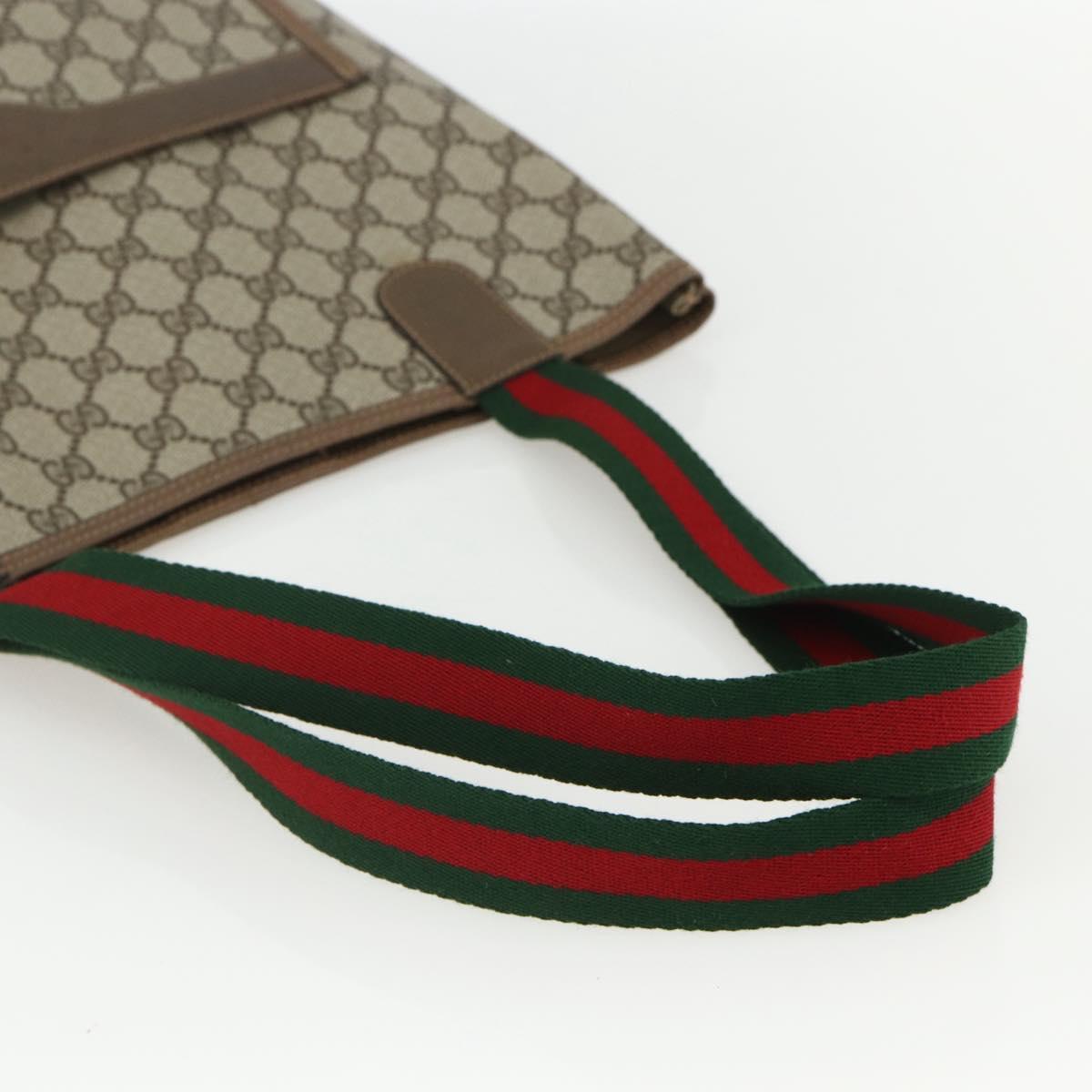 GUCCI GG Supreme Web Sherry Line Tote Bag PVC Beige Red 39 02 003 Auth 156160