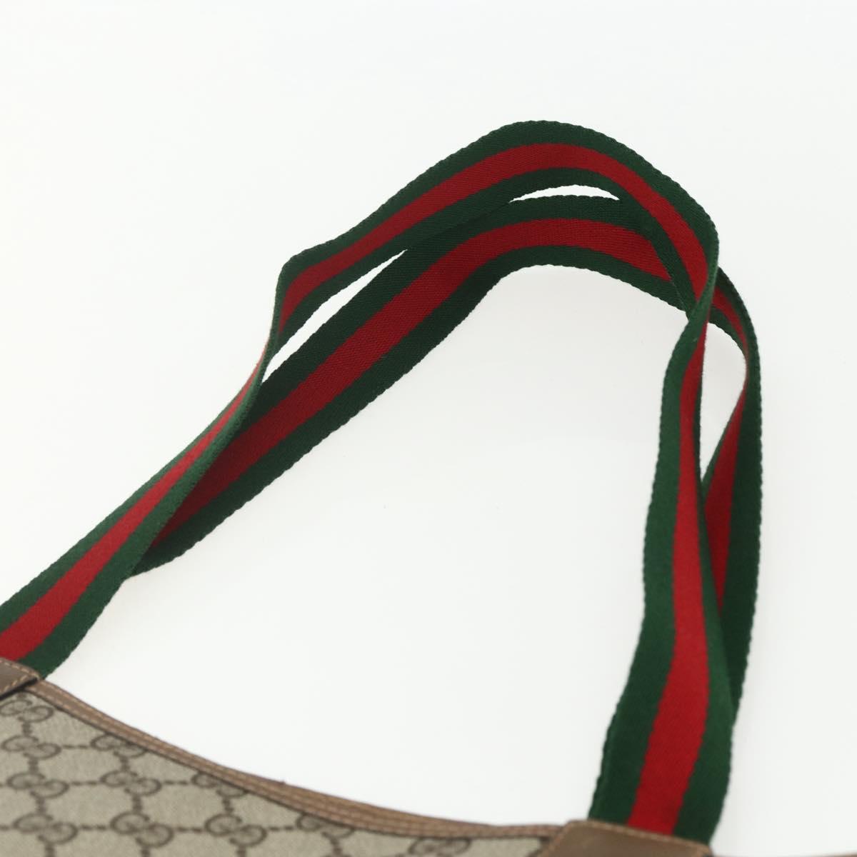 GUCCI GG Supreme Web Sherry Line Tote Bag PVC Beige Red 39 02 003 Auth 156160