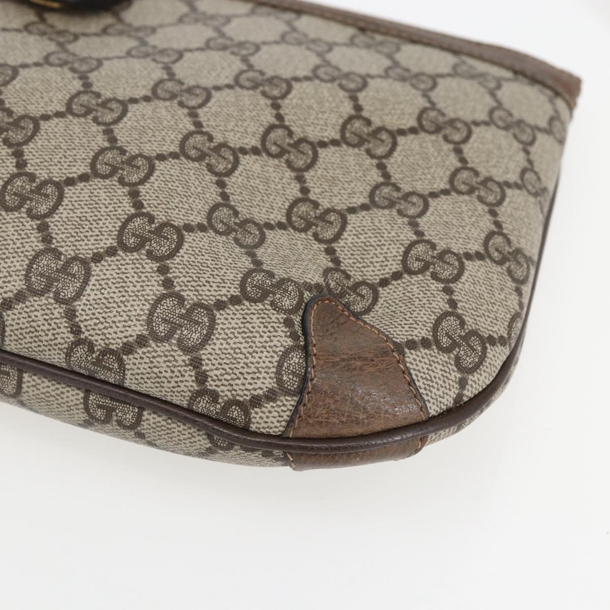 GUCCI GG Supreme Web Sherry Line Bag PVC Beige Gold 39 02 026 Auth 156161