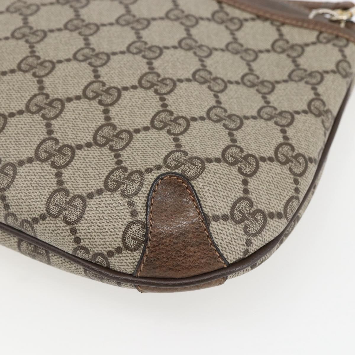 GUCCI GG Supreme Web Sherry Line Bag PVC Beige Gold 39 02 026 Auth 156161