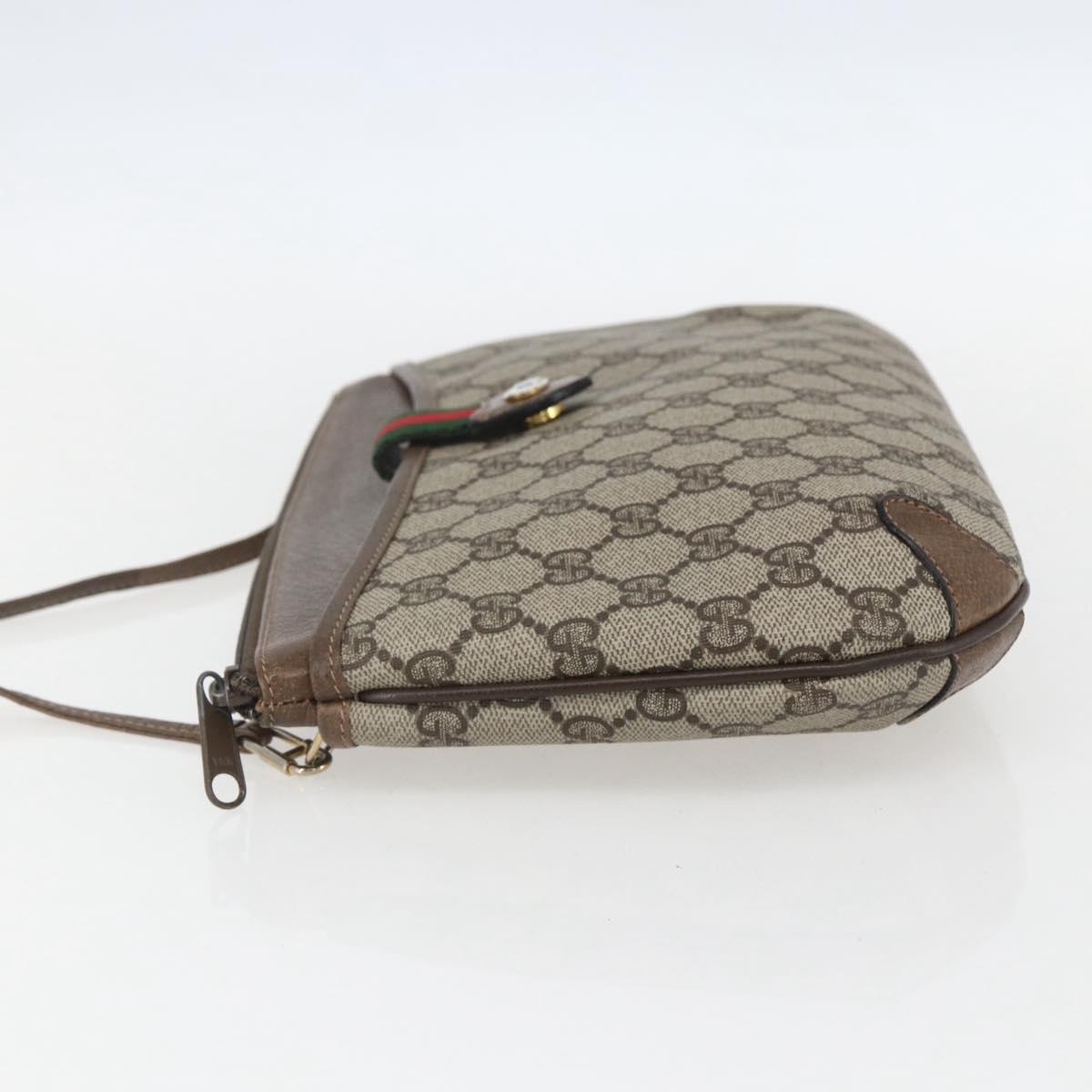 GUCCI GG Supreme Web Sherry Line Bag PVC Beige Gold 39 02 026 Auth 156161