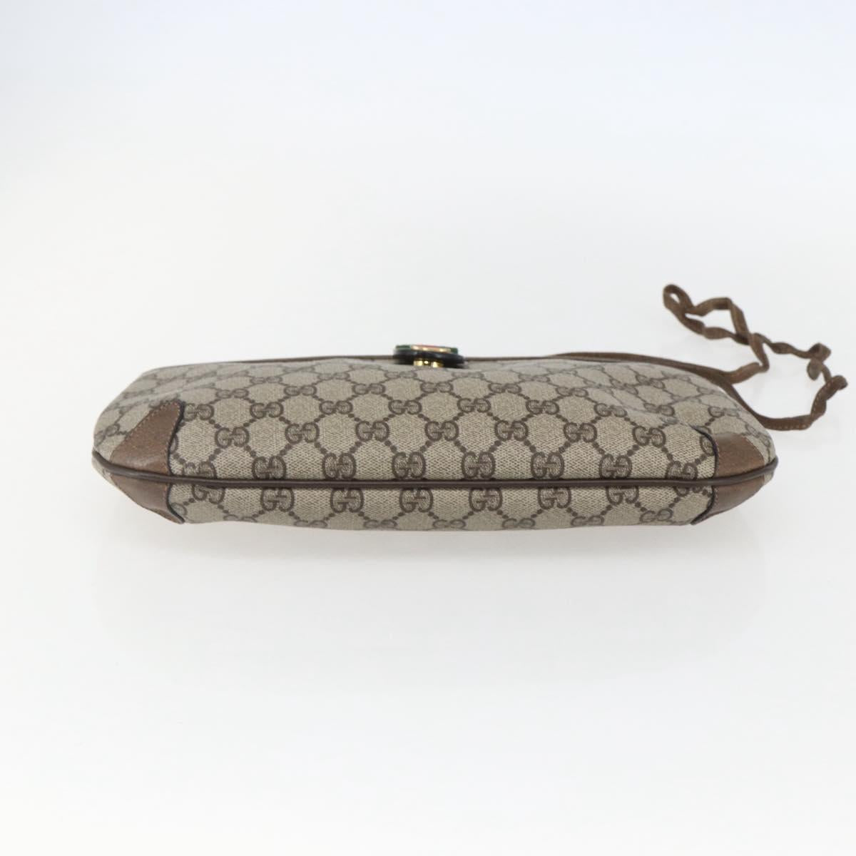 GUCCI GG Supreme Web Sherry Line Bag PVC Beige Gold 39 02 026 Auth 156161