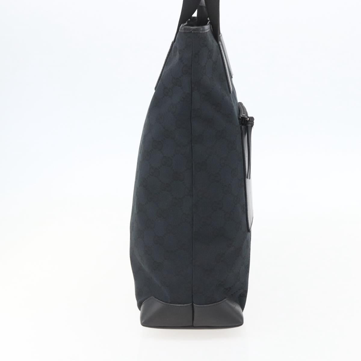 GUCCI GG Canvas Tote Bag Black Silver 019 0401 Auth 156162