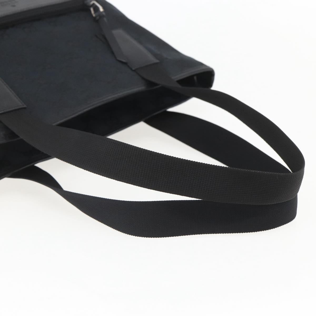 GUCCI GG Canvas Tote Bag Black Silver 019 0401 Auth 156162