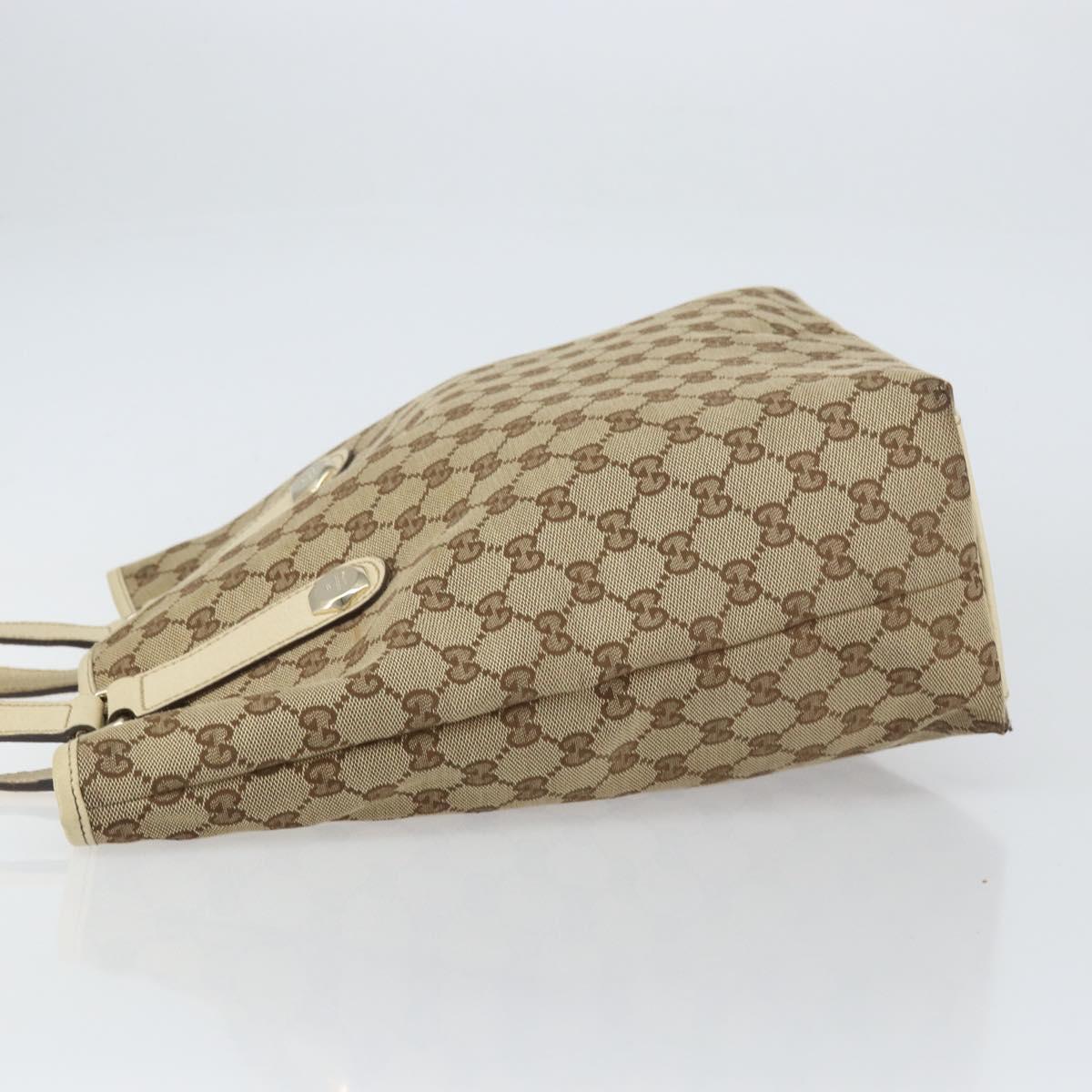 GUCCI GG Canvas Tote Bag Beige Gold 153009 Auth 156163