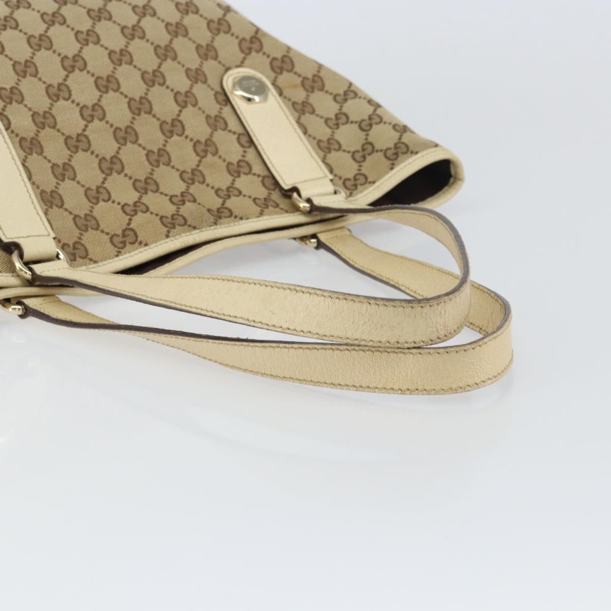 GUCCI GG Canvas Tote Bag Beige Gold 153009 Auth 156163