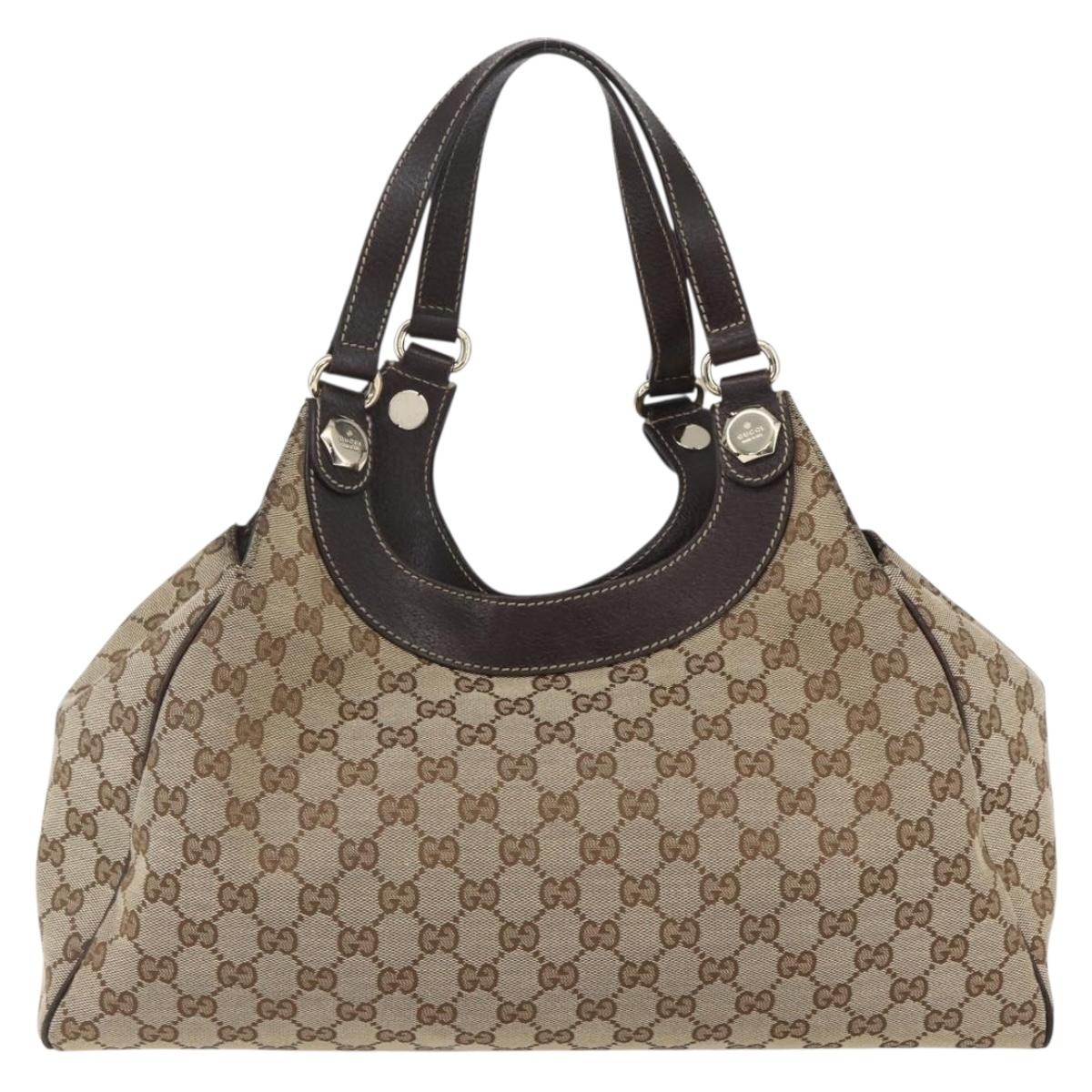 GUCCI GG Canvas Hand Bag Beige Gold 154981 Auth 156164V