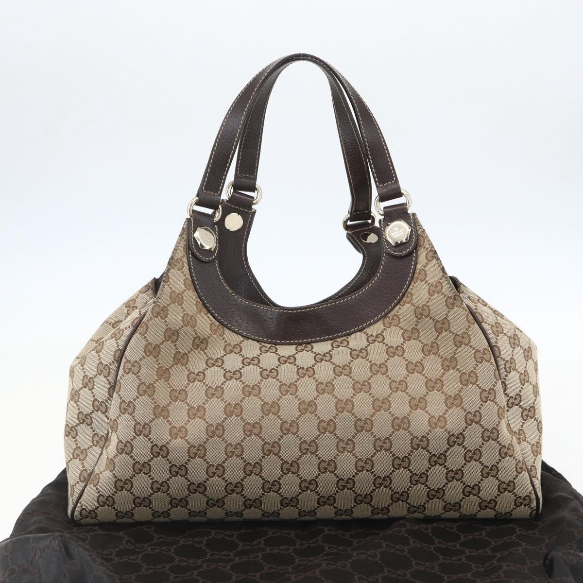 GUCCI GG Canvas Hand Bag Beige Gold 154981 Auth 156164V