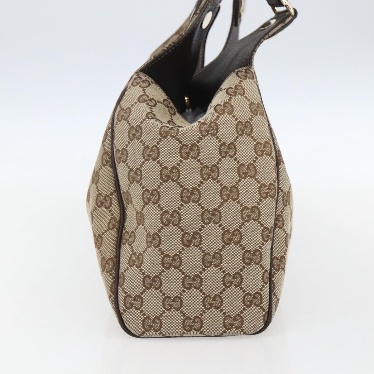 GUCCI GG Canvas Hand Bag Beige Gold 154981 Auth 156164V