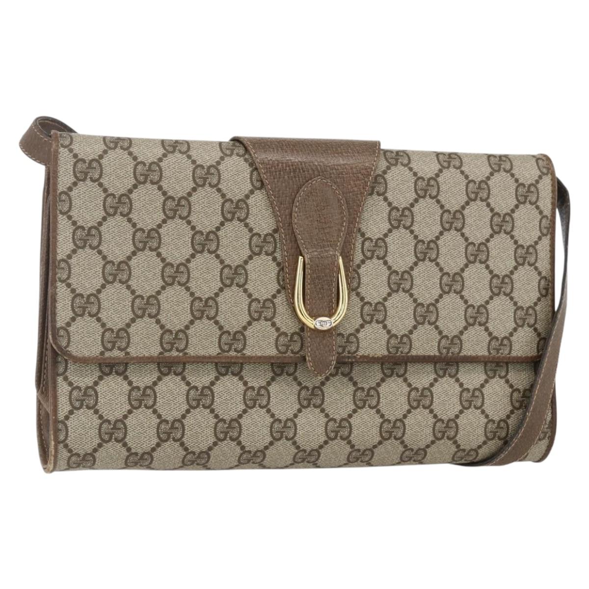 GUCCI GG Supreme Shoulder Bag PVC Beige Gold 904 02 050 Auth 156165