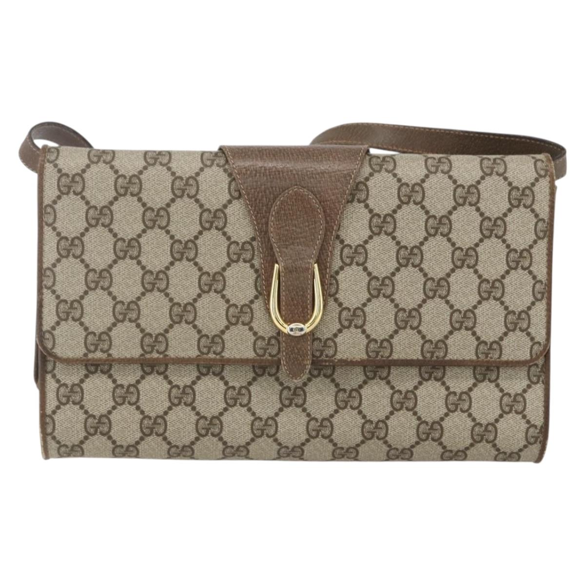 GUCCI GG Supreme Shoulder Bag PVC Beige Gold 904 02 050 Auth 156165