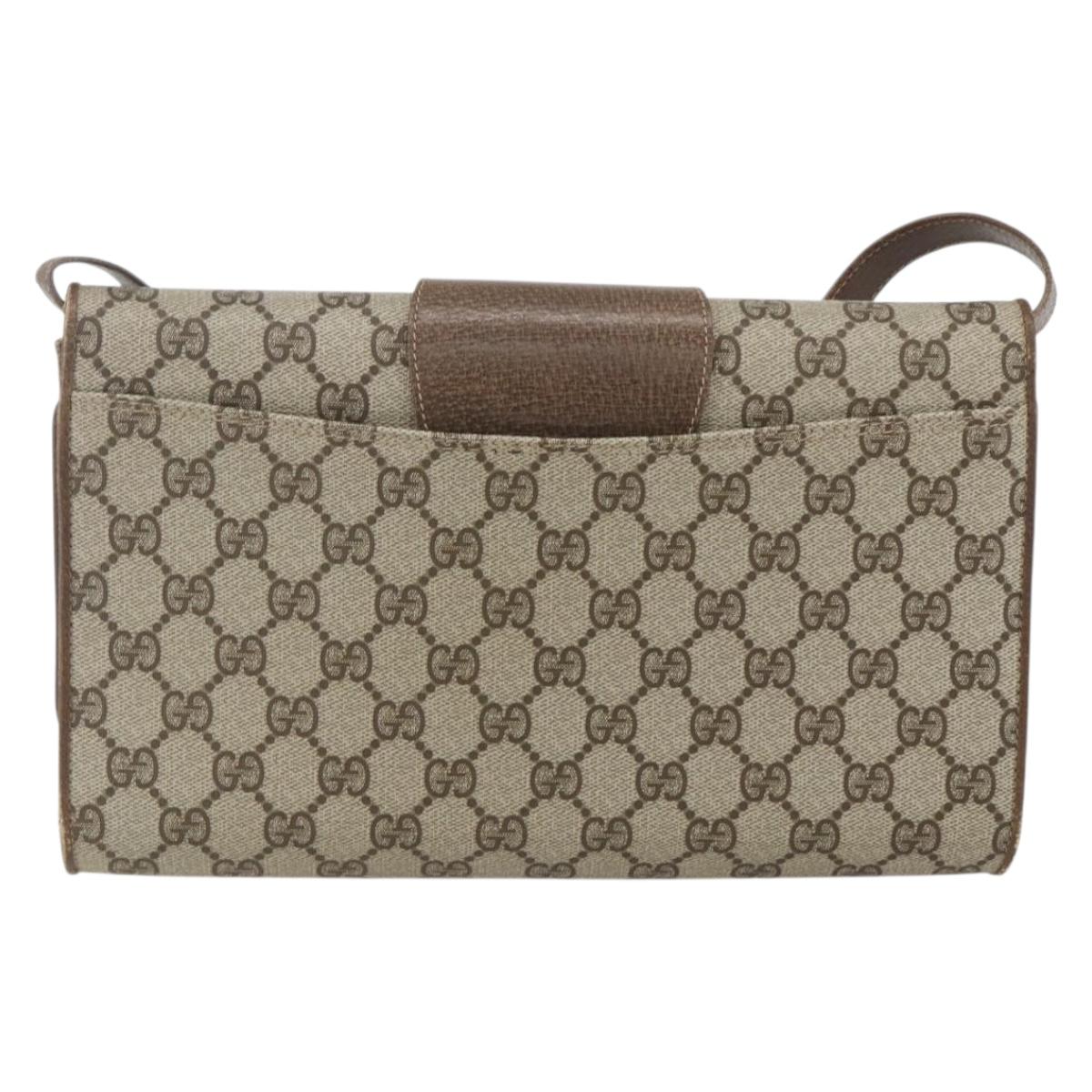 GUCCI GG Supreme Shoulder Bag PVC Beige Gold 904 02 050 Auth 156165