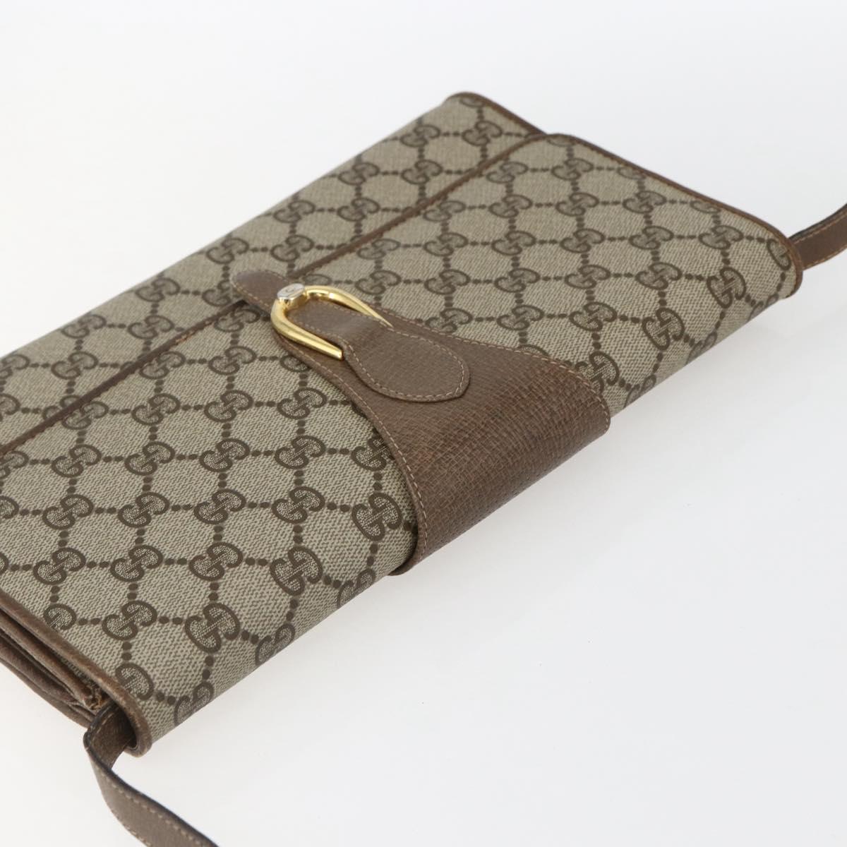 GUCCI GG Supreme Shoulder Bag PVC Beige Gold 904 02 050 Auth 156165