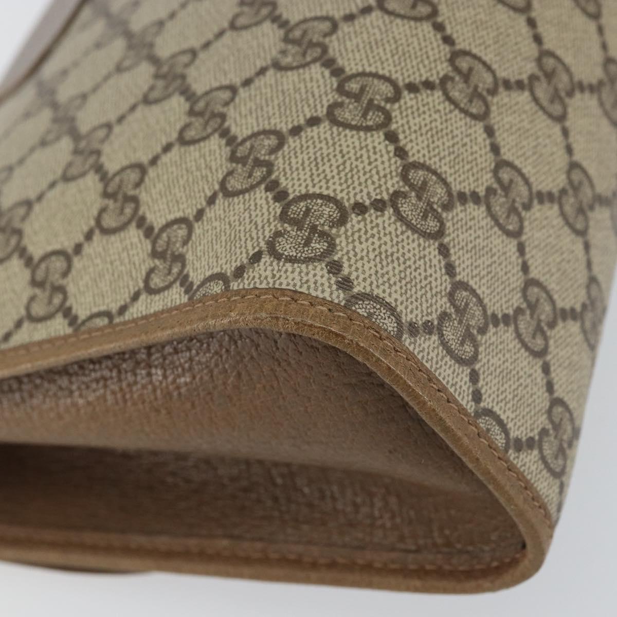 GUCCI GG Supreme Web Sherry Line Clutch Bag PVC Beige Gold 89 01 031 Auth 156166