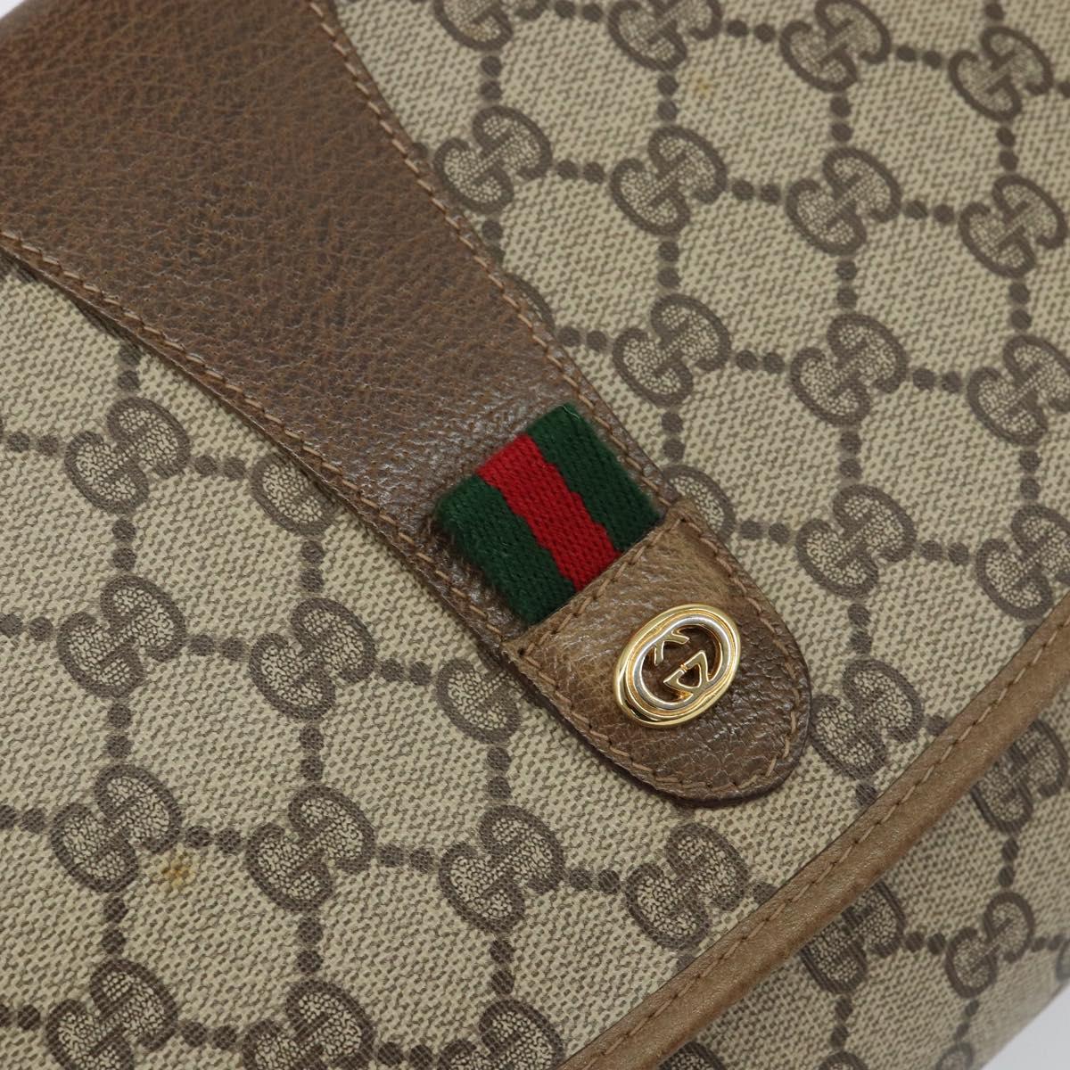 GUCCI GG Supreme Web Sherry Line Clutch Bag PVC Beige Gold 89 01 031 Auth 156166