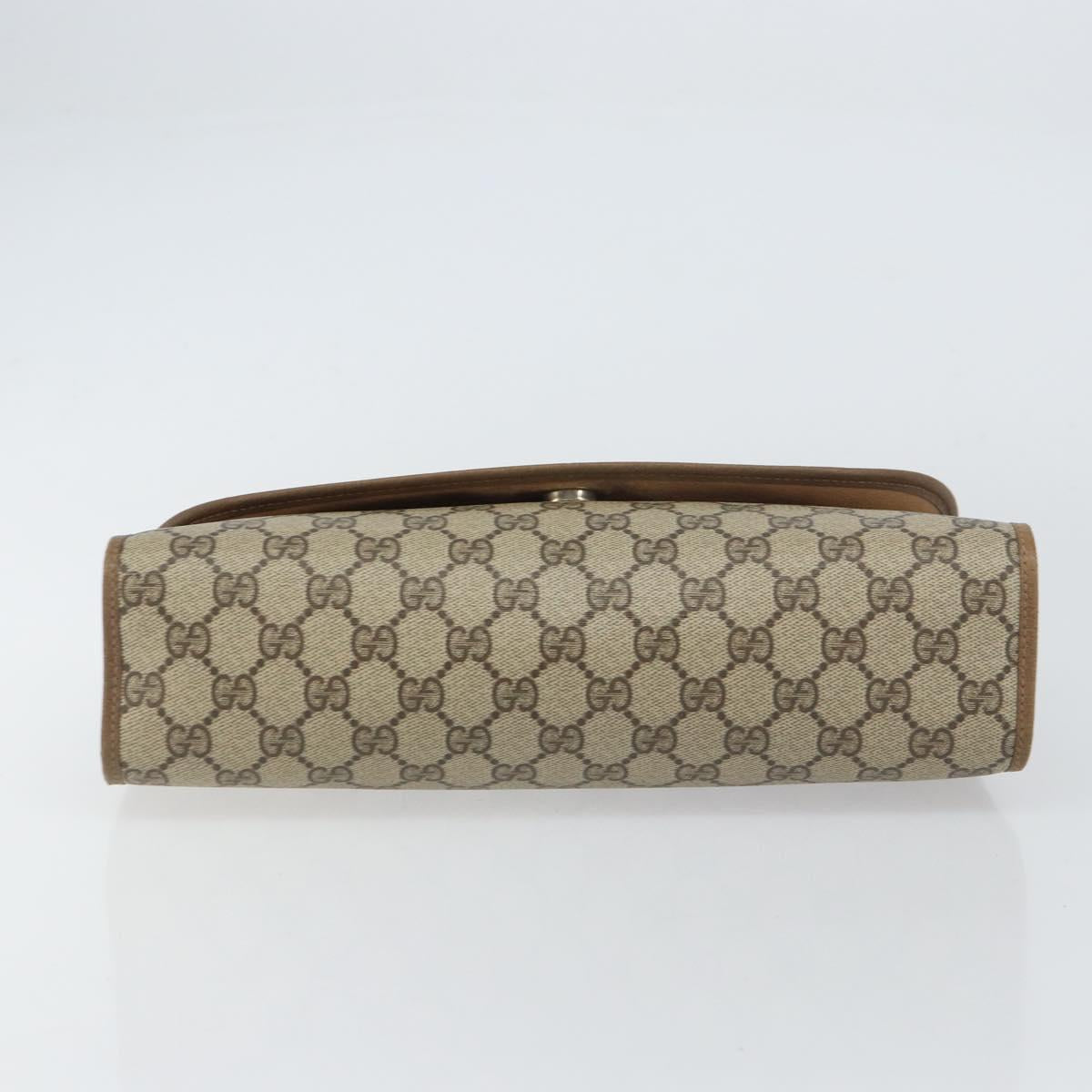 GUCCI GG Supreme Web Sherry Line Clutch Bag PVC Beige Gold 89 01 031 Auth 156166