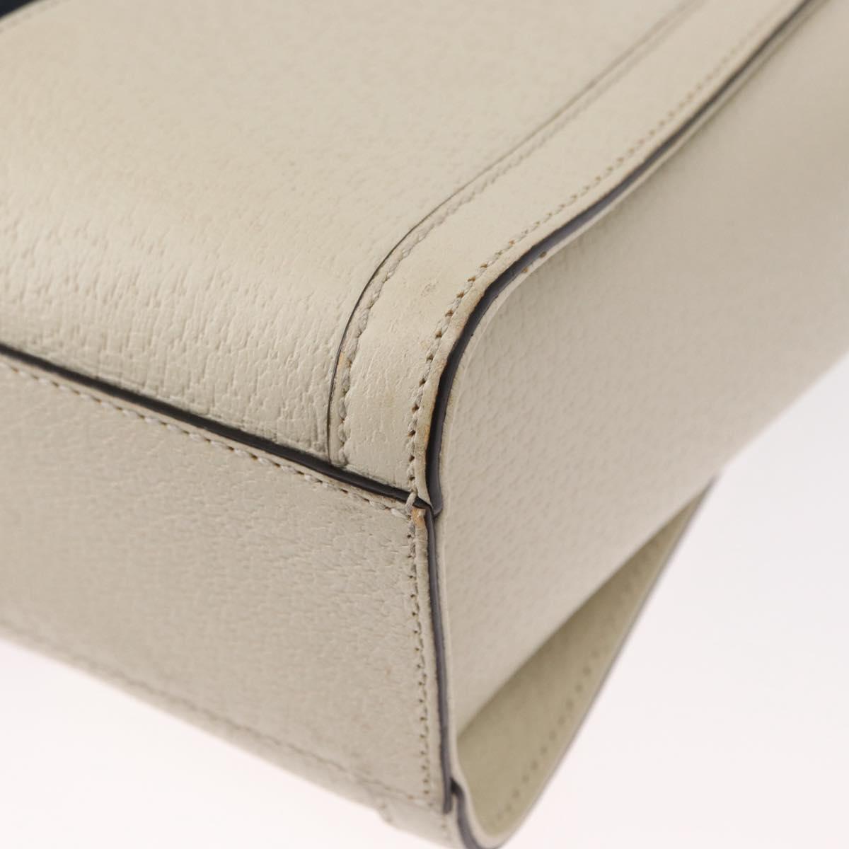 GUCCI Sherry Line Ophidia Hand Bag Leather 2way White Gold 547551 Auth 156169