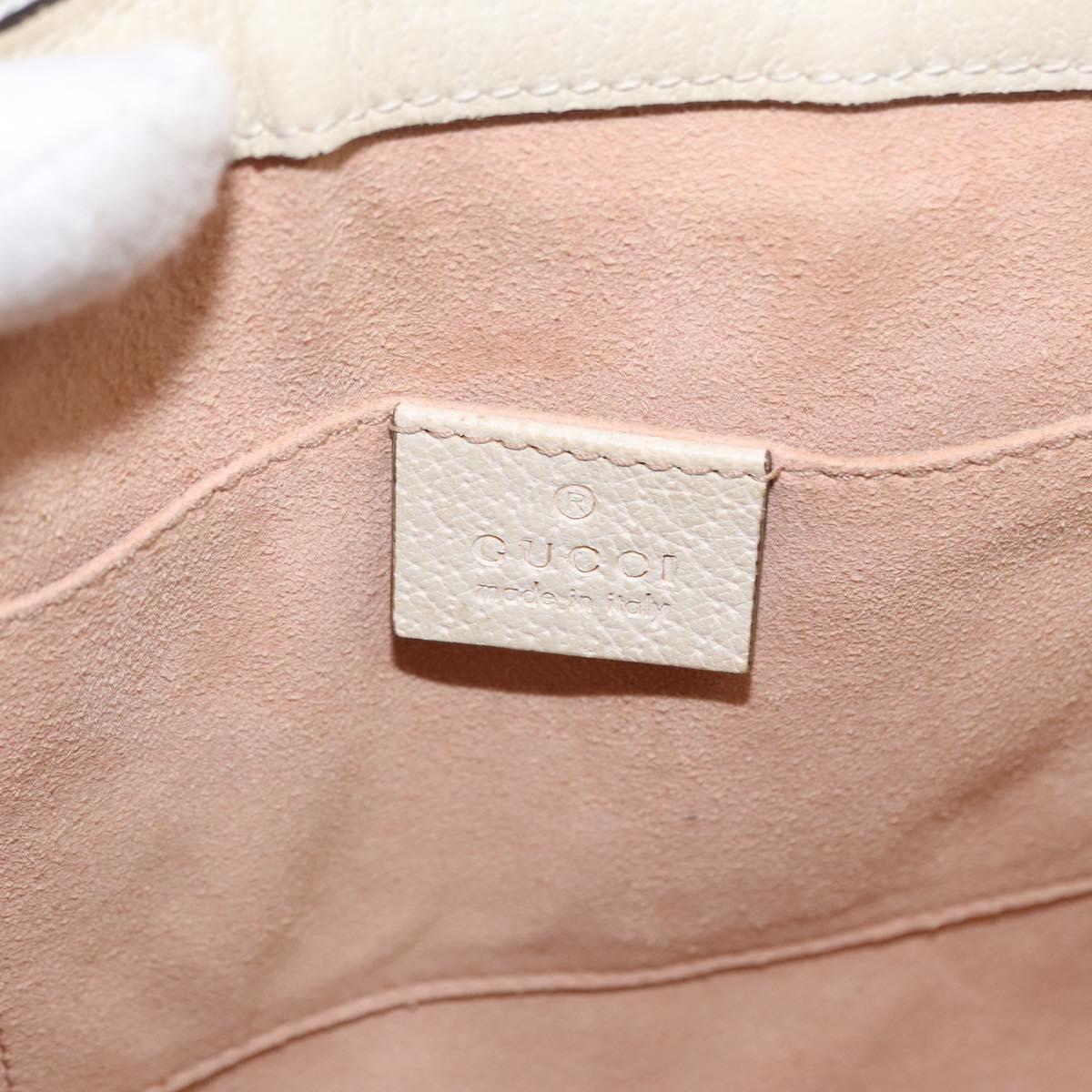 GUCCI Sherry Line Ophidia Hand Bag Leather 2way White Gold 547551 Auth 156169