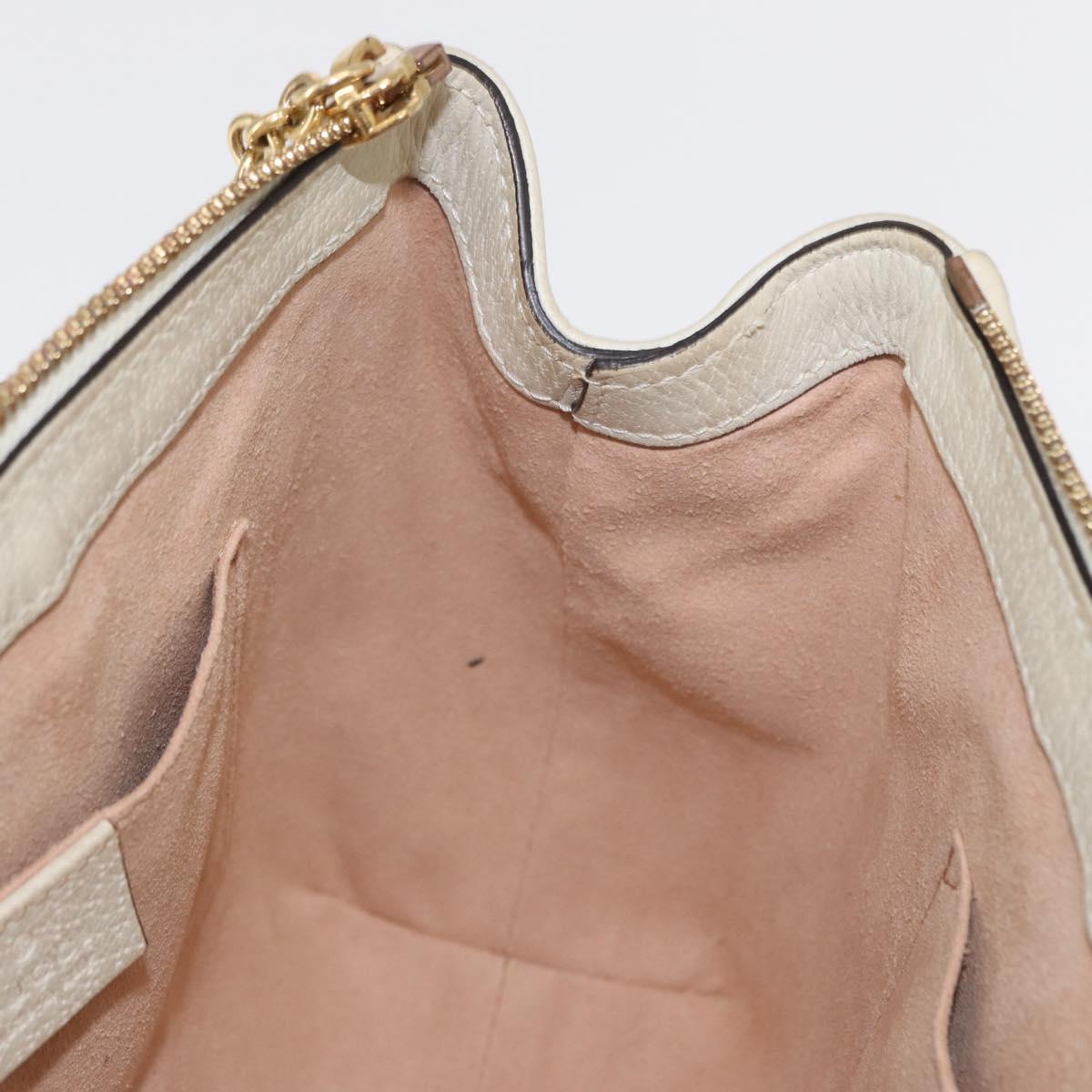 GUCCI Sherry Line Ophidia Hand Bag Leather 2way White Gold 547551 Auth 156169