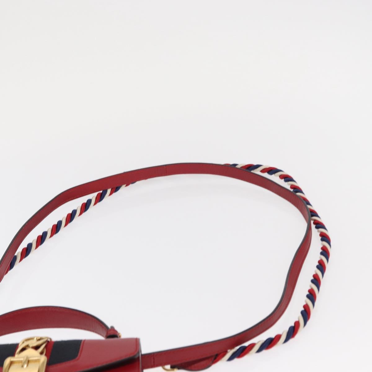 GUCCI Silvi Sherry Line Hand Bag Leather 2way Red Gold 470270 Auth 156170