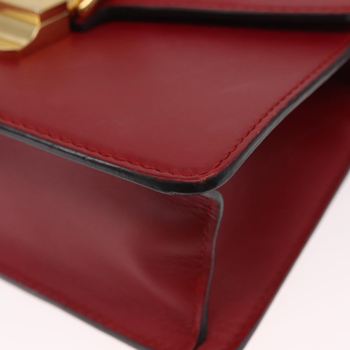 GUCCI Silvi Sherry Line Hand Bag Leather 2way Red Gold 470270 Auth 156170