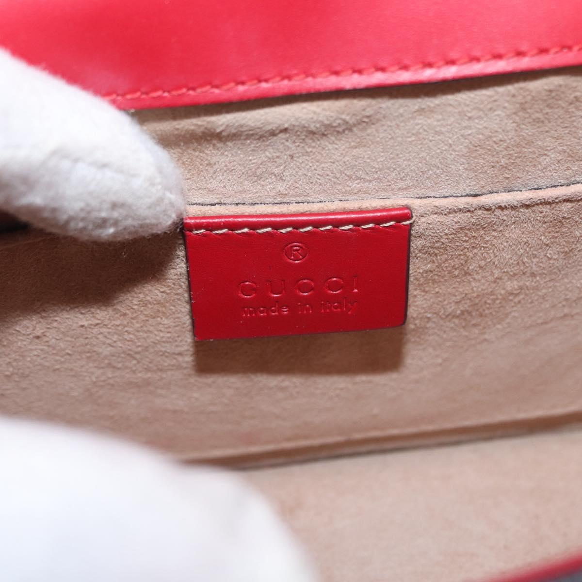 GUCCI Silvi Sherry Line Hand Bag Leather 2way Red Gold 470270 Auth 156170