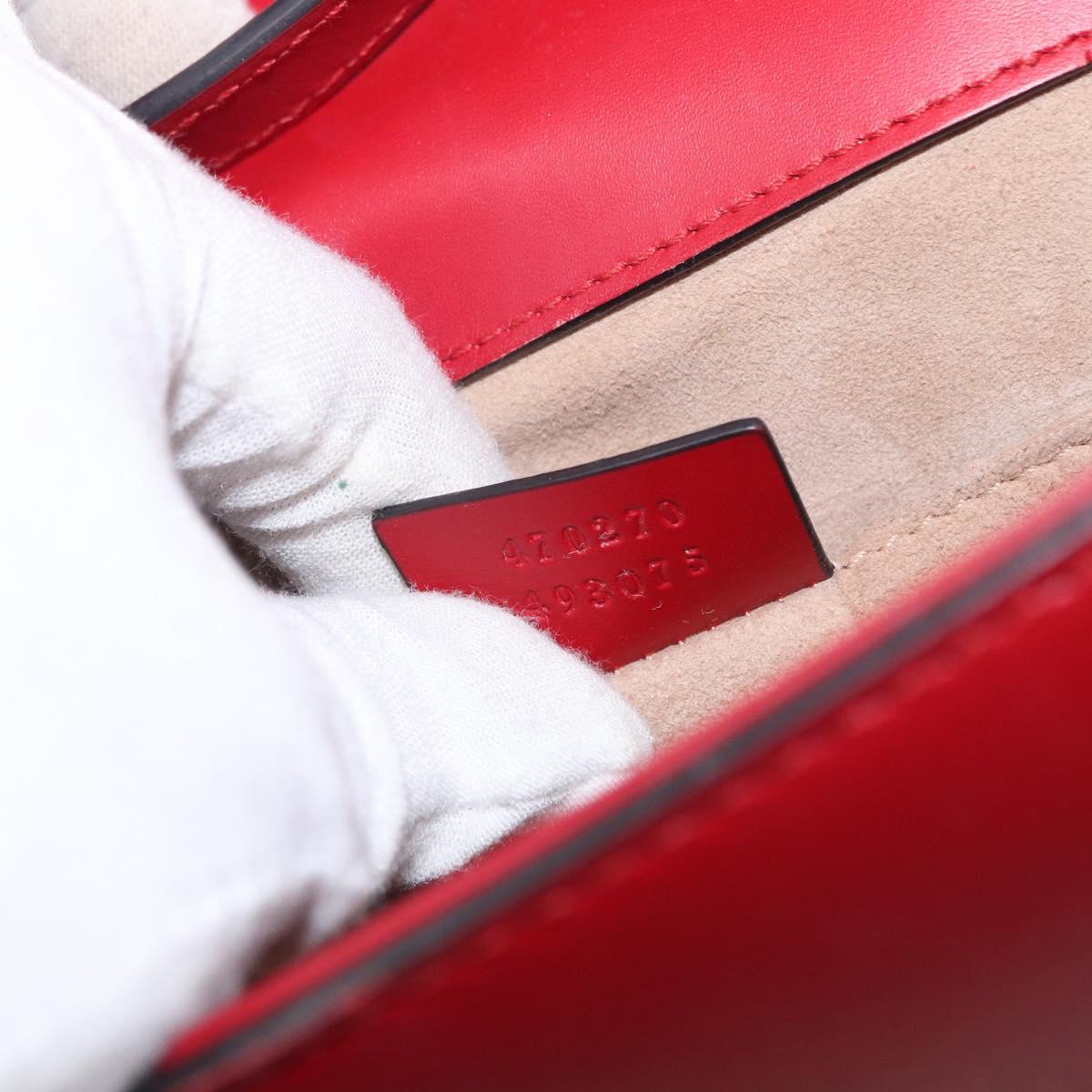 GUCCI Silvi Sherry Line Hand Bag Leather 2way Red Gold 470270 Auth 156170