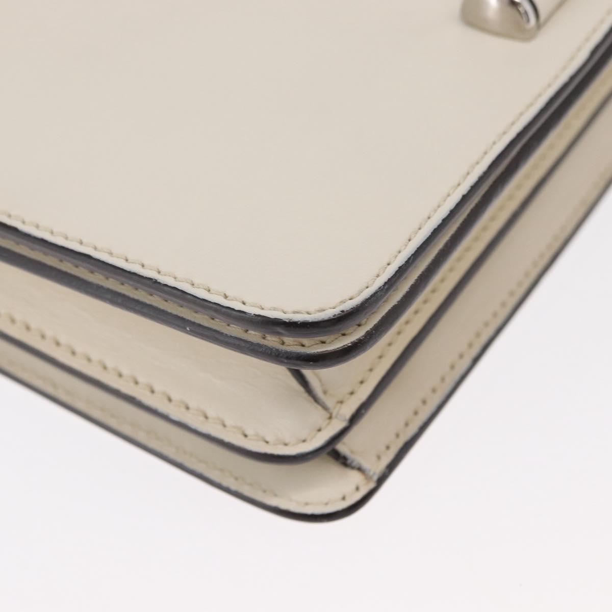 GUCCI Bamboo Shoulder Bag Leather White Silver 370817 Auth 156171