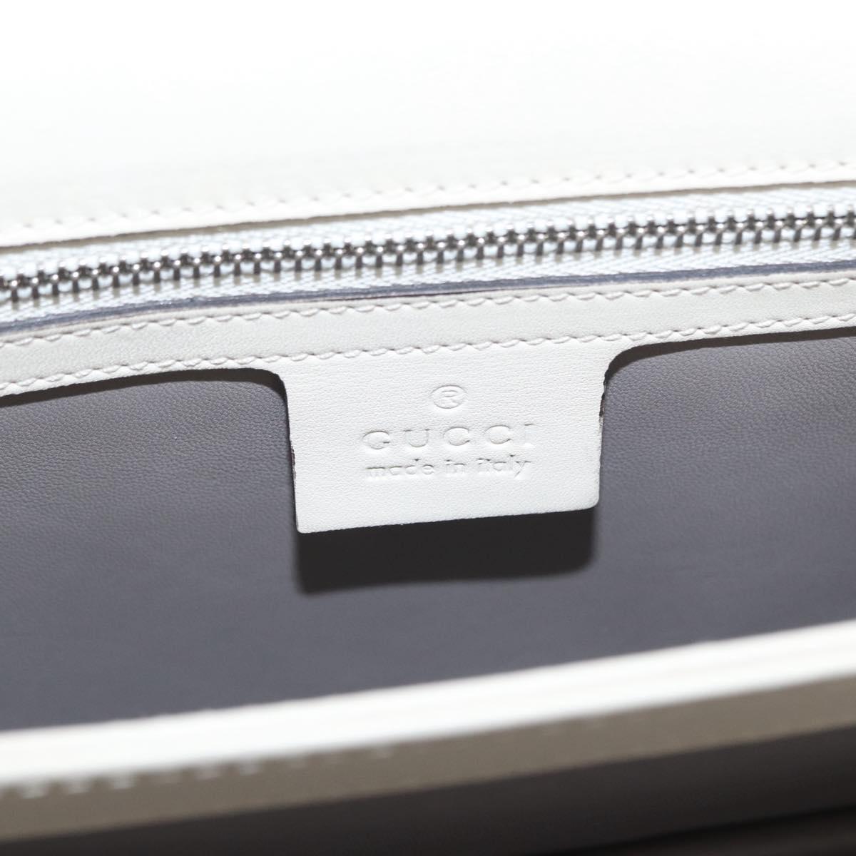 GUCCI Bamboo Shoulder Bag Leather White Silver 370817 Auth 156171