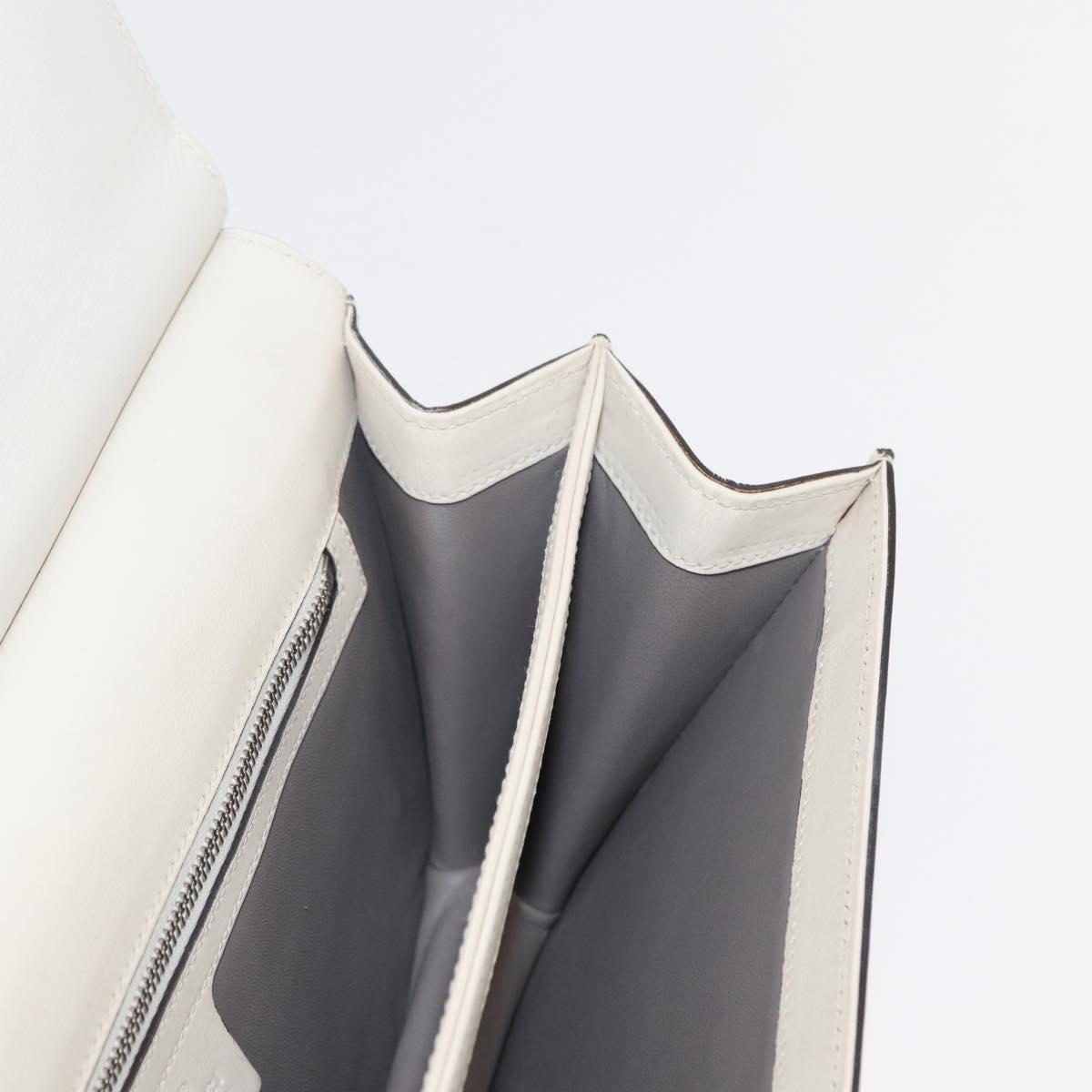 GUCCI Bamboo Shoulder Bag Leather White Silver 370817 Auth 156171