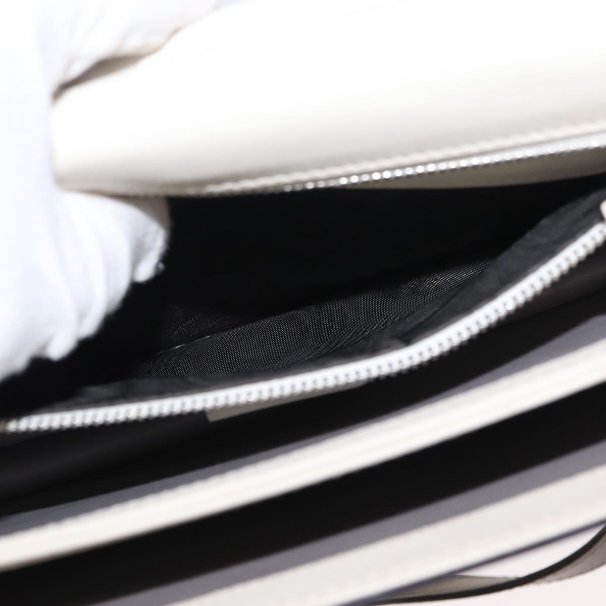 GUCCI Bamboo Shoulder Bag Leather White Silver 370817 Auth 156171