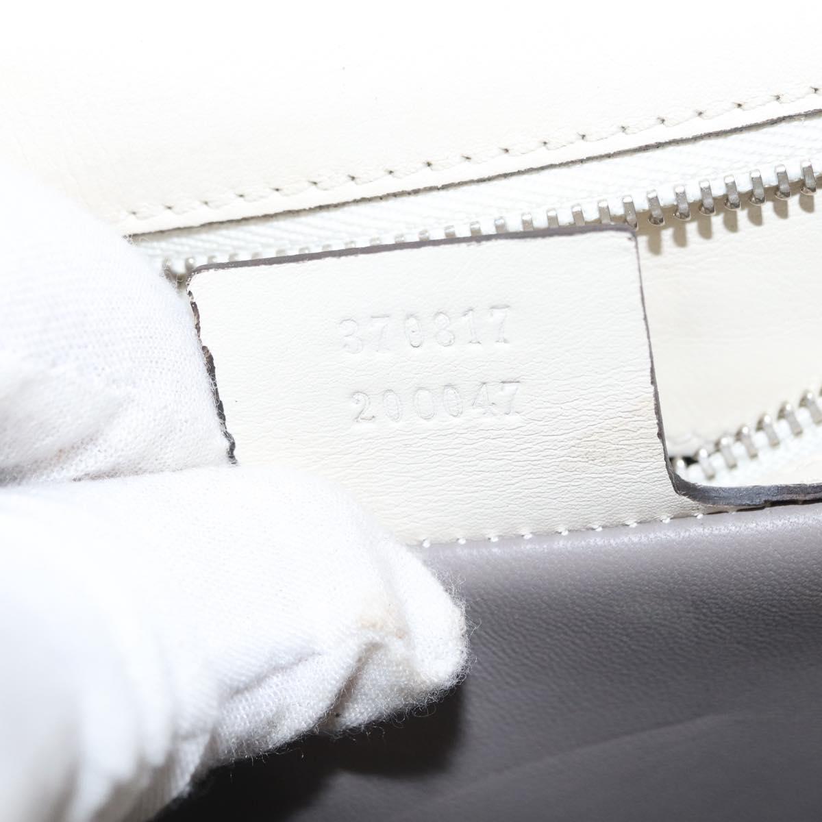 GUCCI Bamboo Shoulder Bag Leather White Silver 370817 Auth 156171