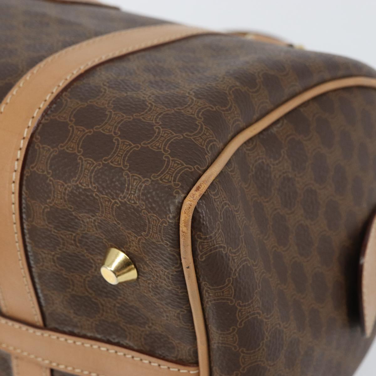 CELINE Macadam Canvas Shoulder Bag PVC Leather Brown Gold Auth 156172