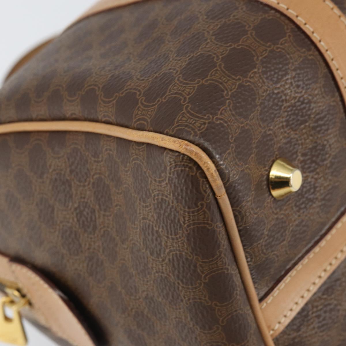 CELINE Macadam Canvas Shoulder Bag PVC Leather Brown Gold Auth 156172