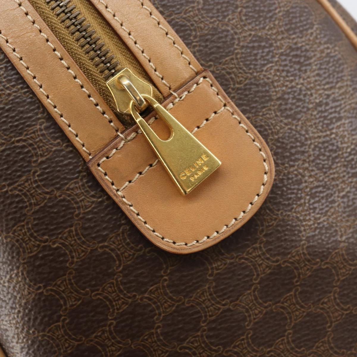 CELINE Macadam Canvas Shoulder Bag PVC Leather Brown Gold Auth 156172