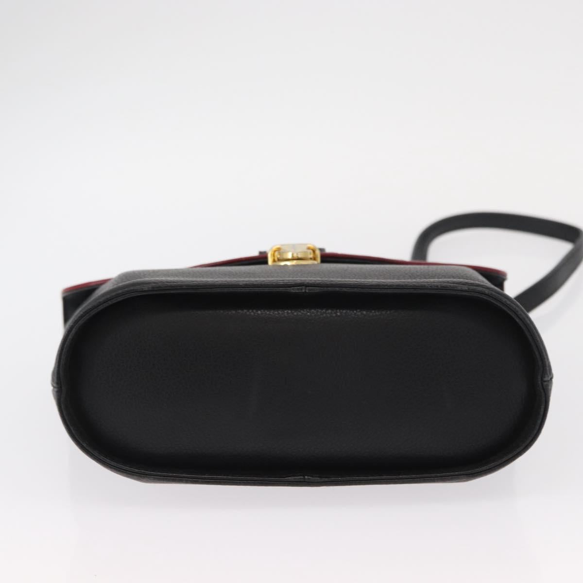 SAINT LAURENT Hand Bag Leather 2way Black Gold Auth 156174