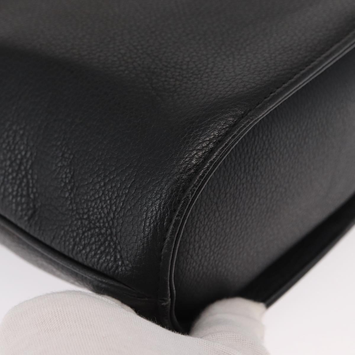 SAINT LAURENT Hand Bag Leather 2way Black Gold Auth 156174