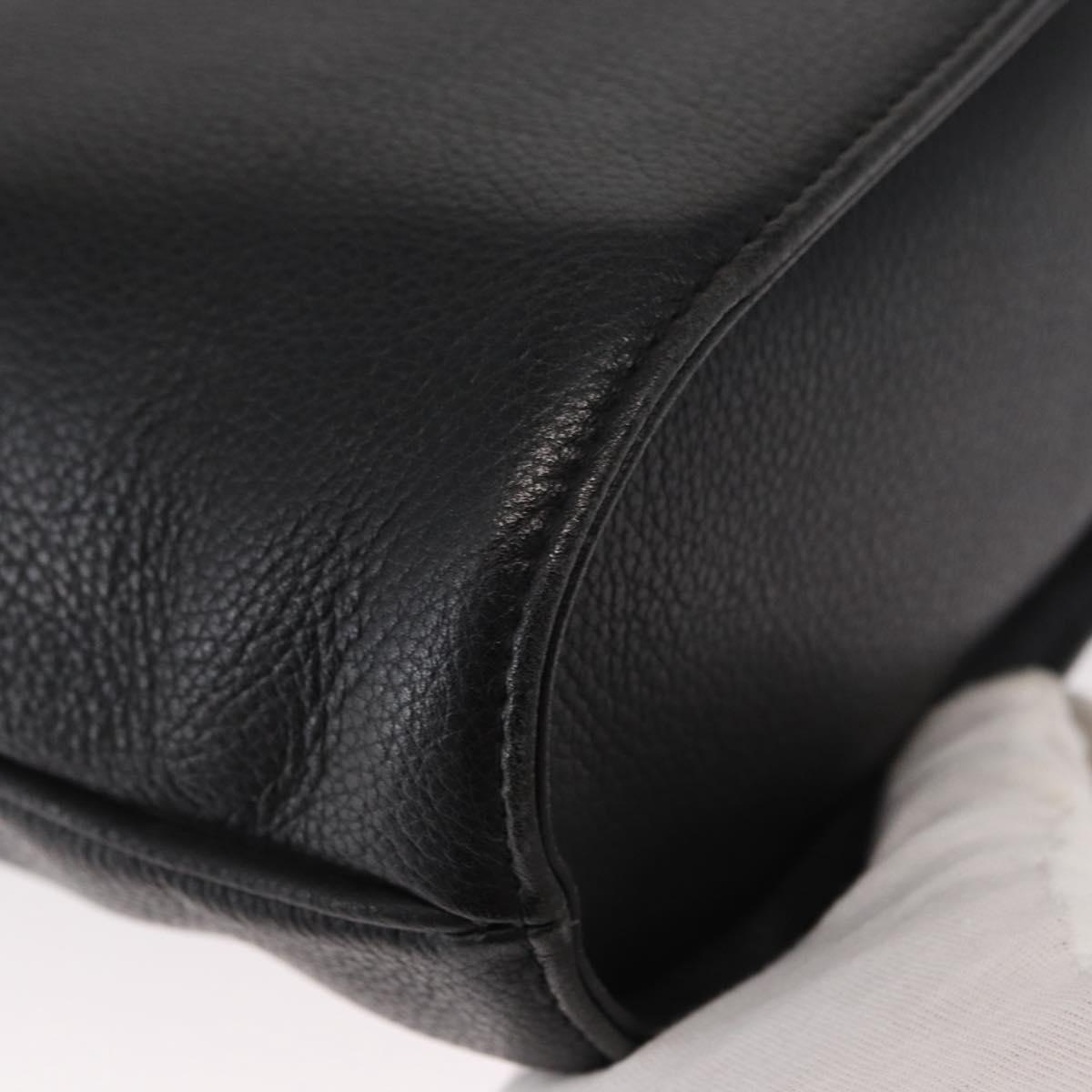 SAINT LAURENT Hand Bag Leather 2way Black Gold Auth 156174