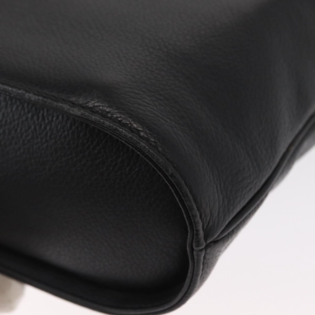 SAINT LAURENT Hand Bag Leather 2way Black Gold Auth 156174