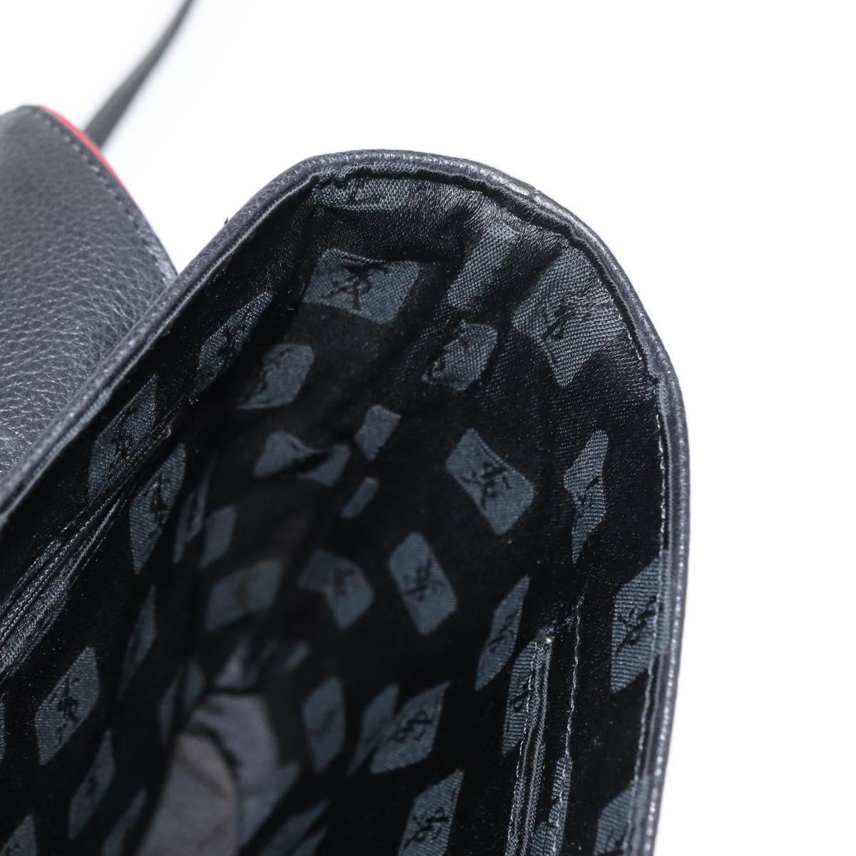 SAINT LAURENT Hand Bag Leather 2way Black Gold Auth 156174